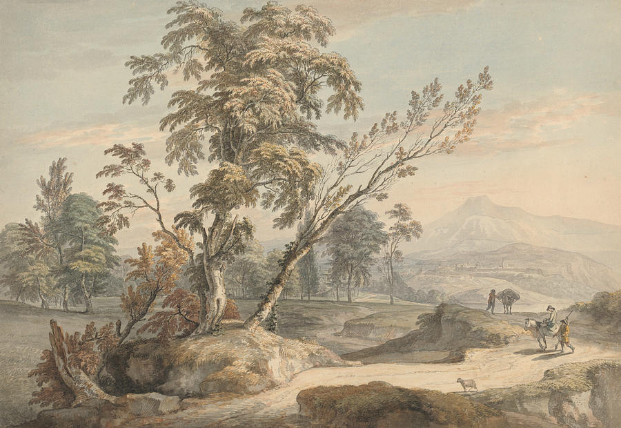 Italianate Landscape with Travellers no. 2 Painting by Paul Sandby