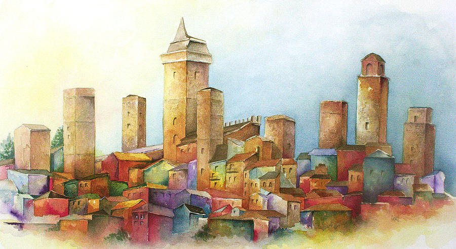 Italy Buildings Painting by Lael Rutherford