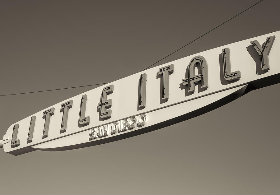 Little Italy Sign In Sepia San Diego California Photograph by Joseph S Giacalone