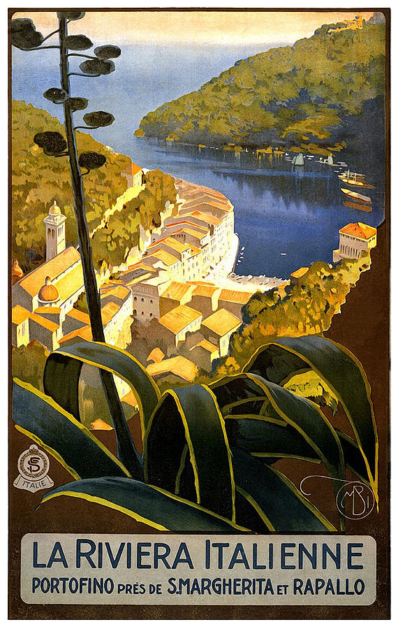Italy, Italian riviera, vintage travel poster Painting by Long Shot Italy, Italian riviera, vintage travel poster Painting by Long Shot