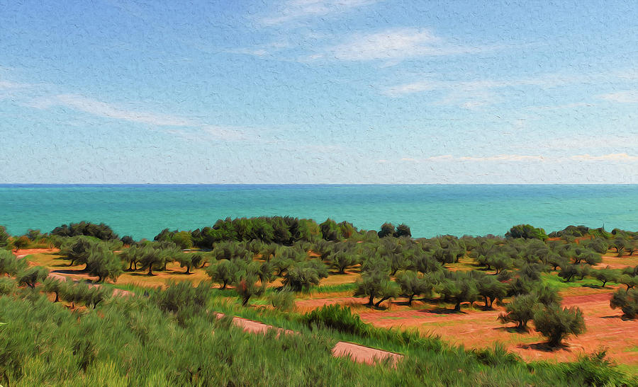 Italy, landscape from the Trabocchi Coast - 03 Painting by AM FineArtPrints