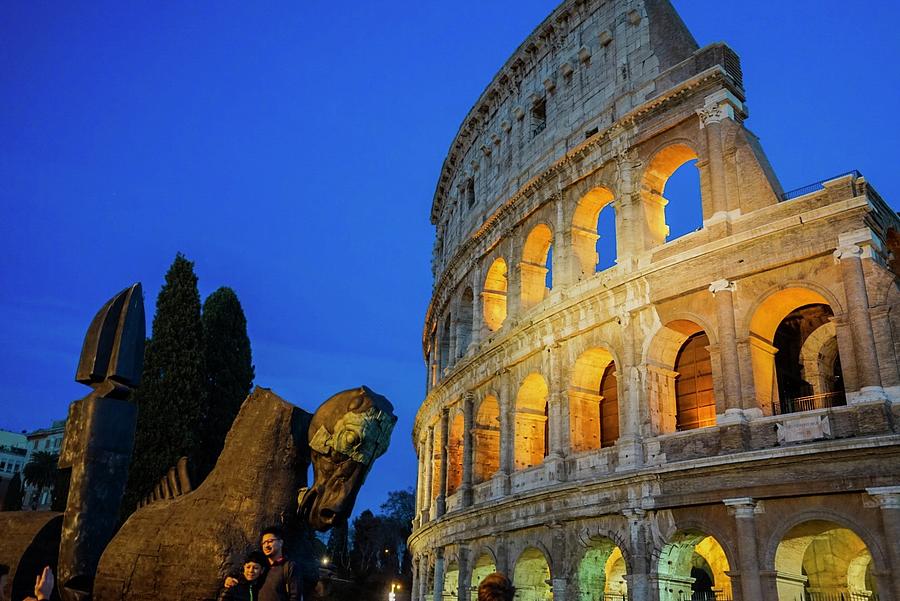 Italy Photograph - Italy Rome Colosseum Night View by Street Fashion News