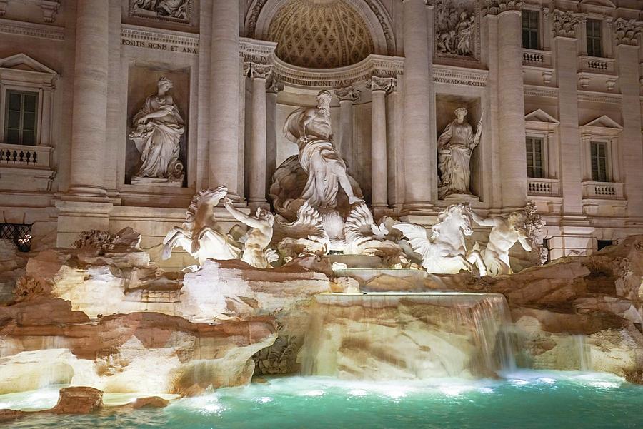 Nature Photograph - Italy Rome Trevi Fountain Night View by Street Fashion News