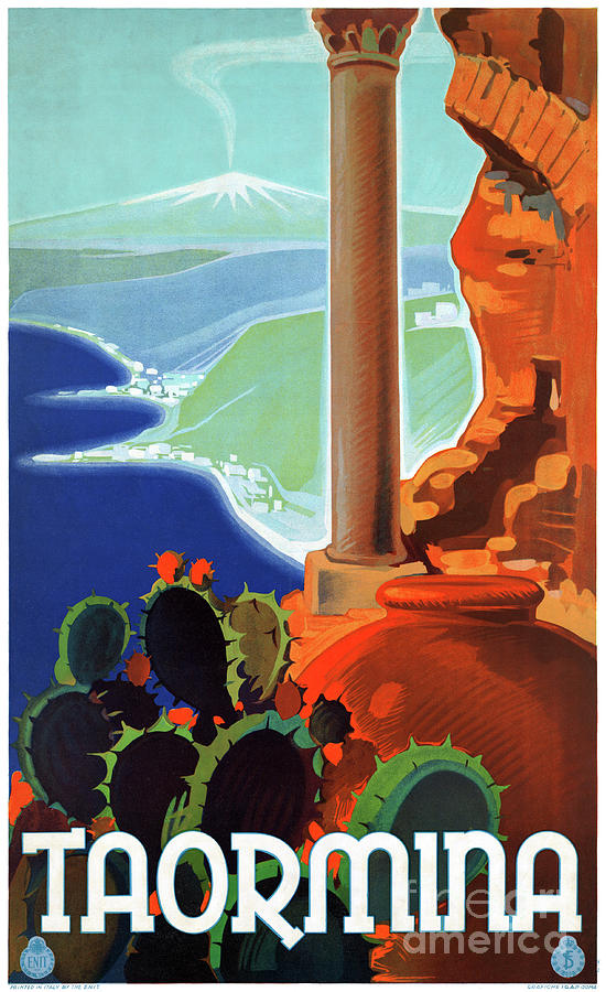 Vintage Mixed Media - Italy Taormina Sicily Vintage Poster by Vintage Treasure