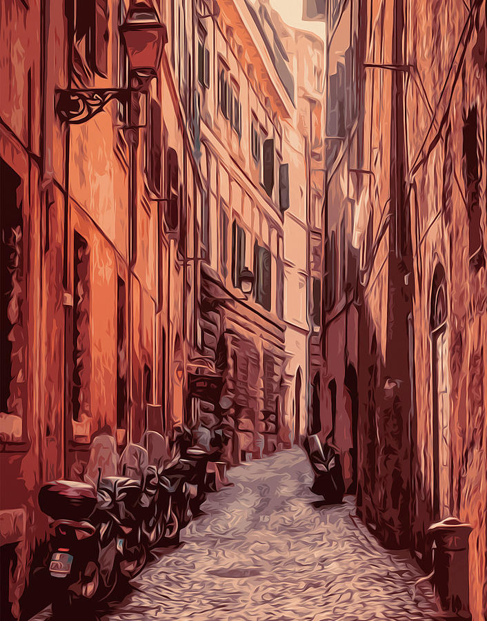 Italy, the old streets of Rome Painting by AM FineArtPrints