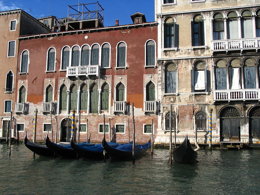 Italy Venice  and gondolas on the Grand canal Palace Photograph by Yvonne Ayoub