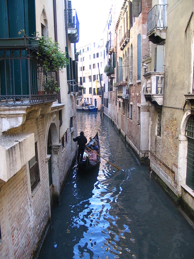 Architecture Photograph - Italy Venice gondola on a canal by Yvonne Ayoub