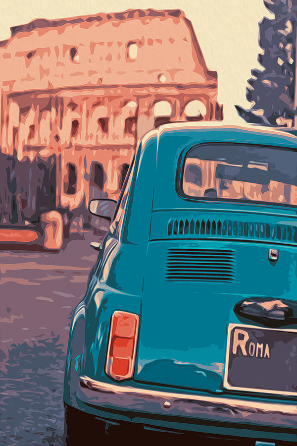 Architecture Painting - Italy, vintage panorama by AM FineArtPrints