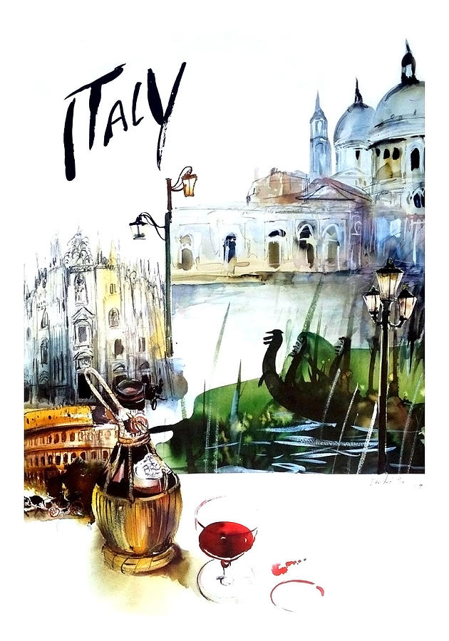 Italy, vintage travel poster, art poster Painting by Long Shot