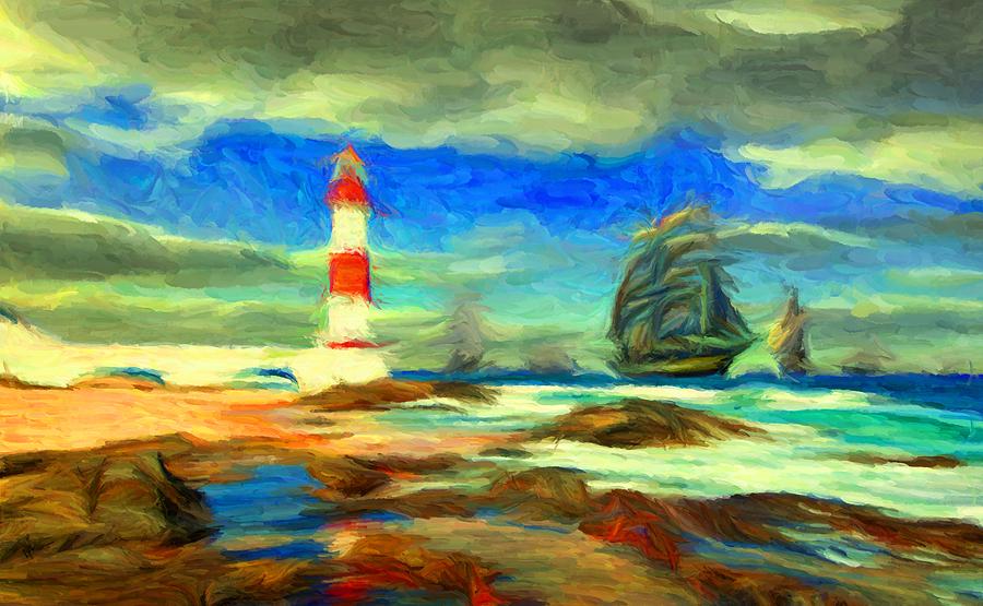 Itapua Lighthouse 1 Digital Art by Caito Junqueira