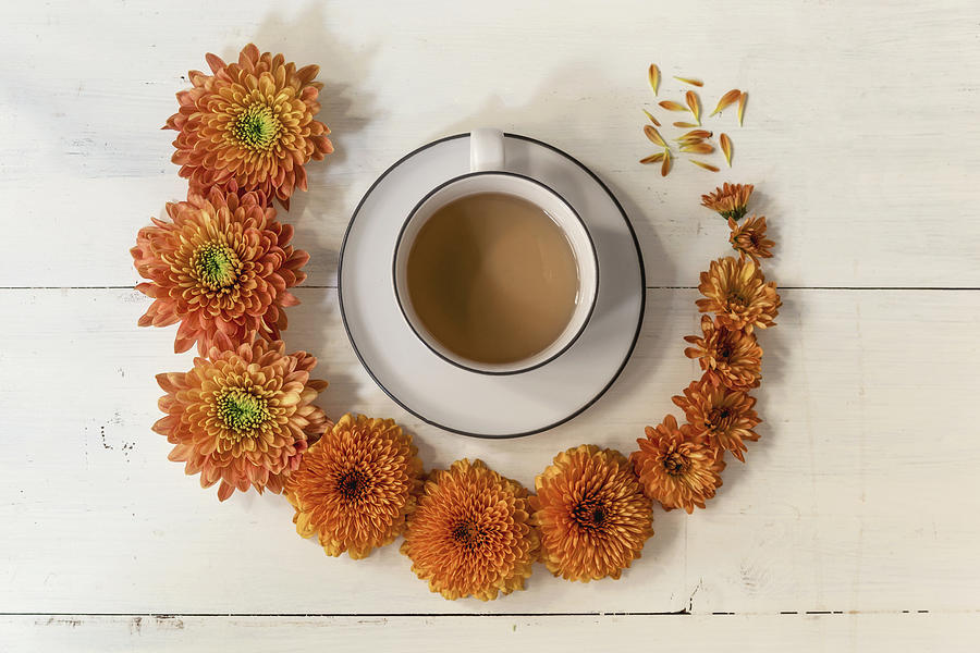 Coffee Photograph - Its a Flowers and Coffee Day by Kim Hojnacki