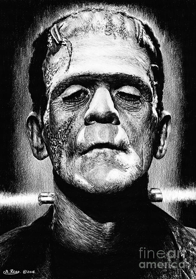 Halloween Drawing - Boris Karloff as Frankensteins Monster by Andrew Read