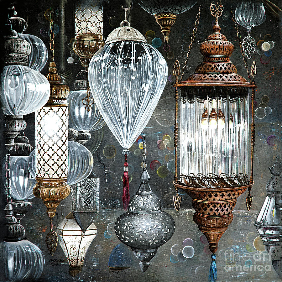 Lamp Painting - Its all White by Carol Bostan