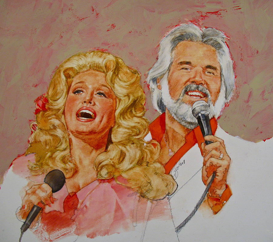 Dolly Parton Painting - Its Country - 8  Dolly Parton Kenny Rogers by Cliff Spohn