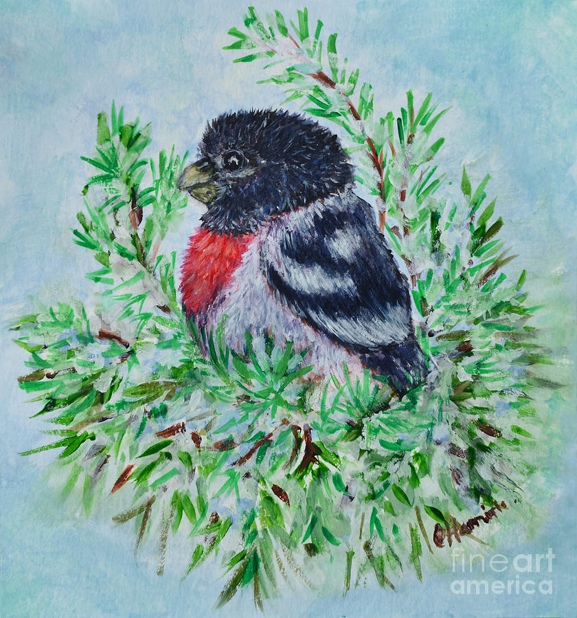 Winter Bird Inspired By Christmas Painting by Olga Hamilton