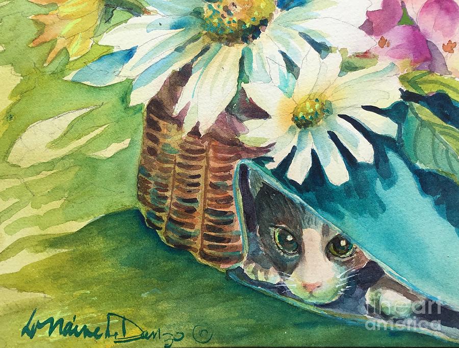 Cat Painting - Its in the bag by Lorraine Danzo