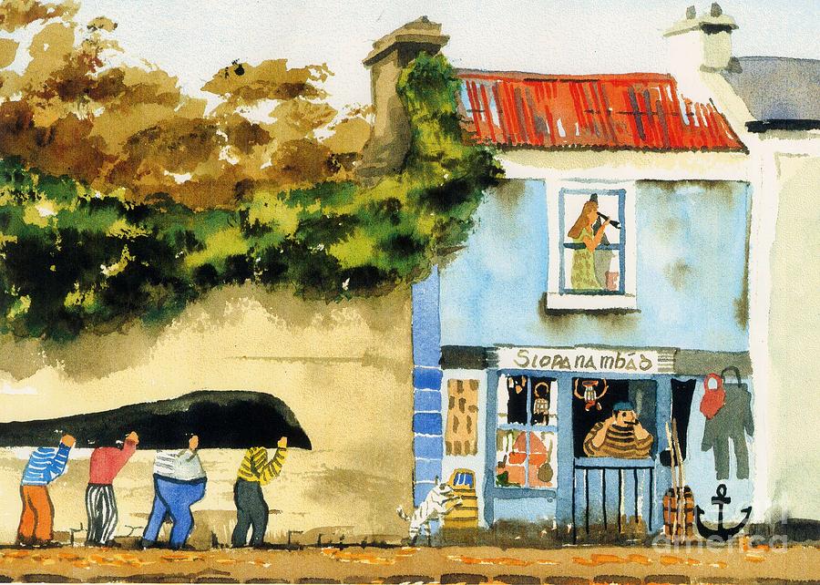 Its only a mural ... Kinvara Painting by Val Byrne