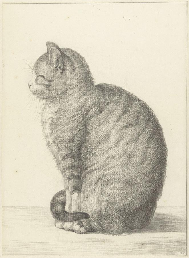itting cat, left, Jean Bernard, 1815 Painting