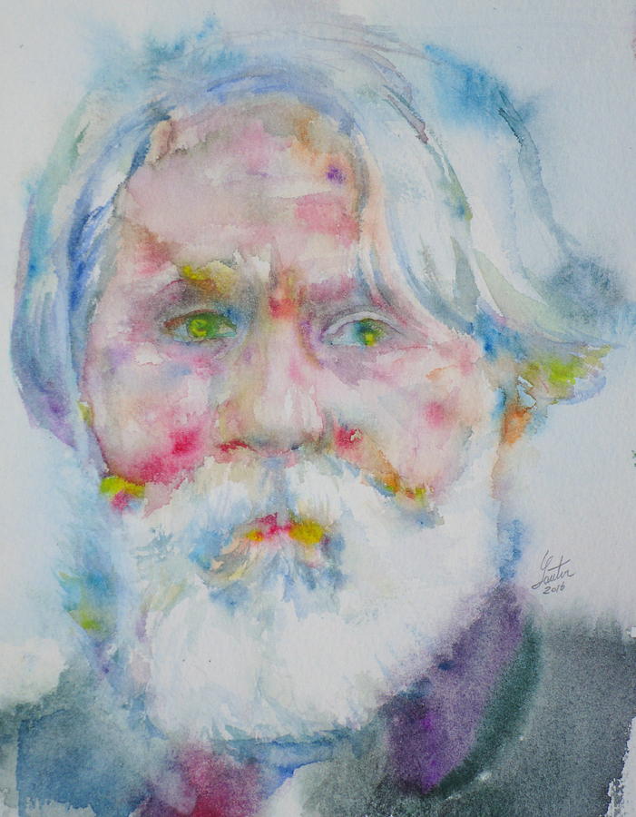 IVAN TURGENEV - watercolor portrait Painting by Fabrizio Cassetta