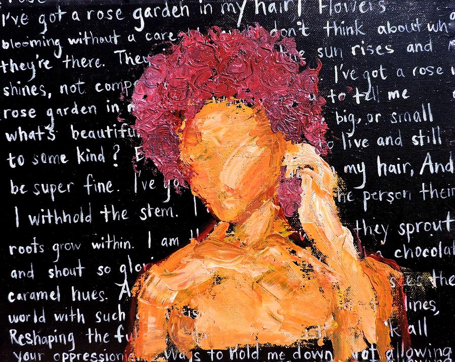 Abstract Painting - Ive Got a Rose Garden in my Hair by Jasmine Bradley