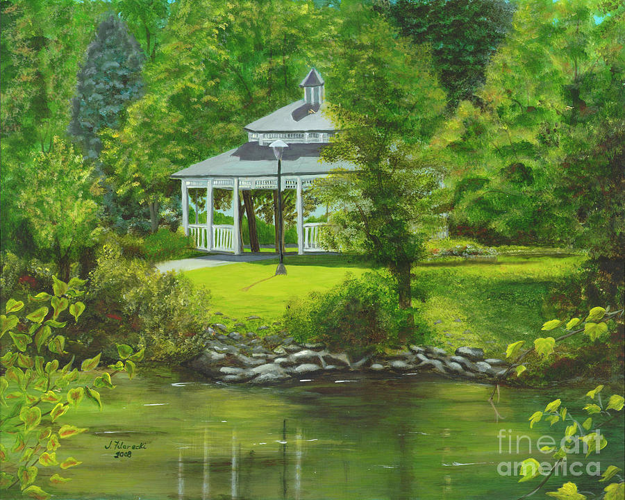 Raquette River Painting - Ives Park Gazebo by Judy Filarecki