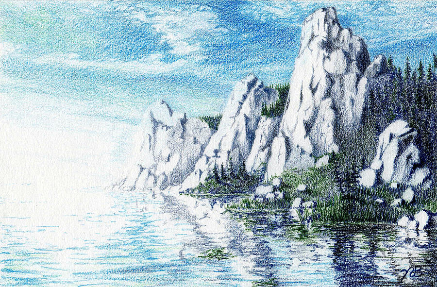 Ivory Cliffs Drawing by Nils Bifano