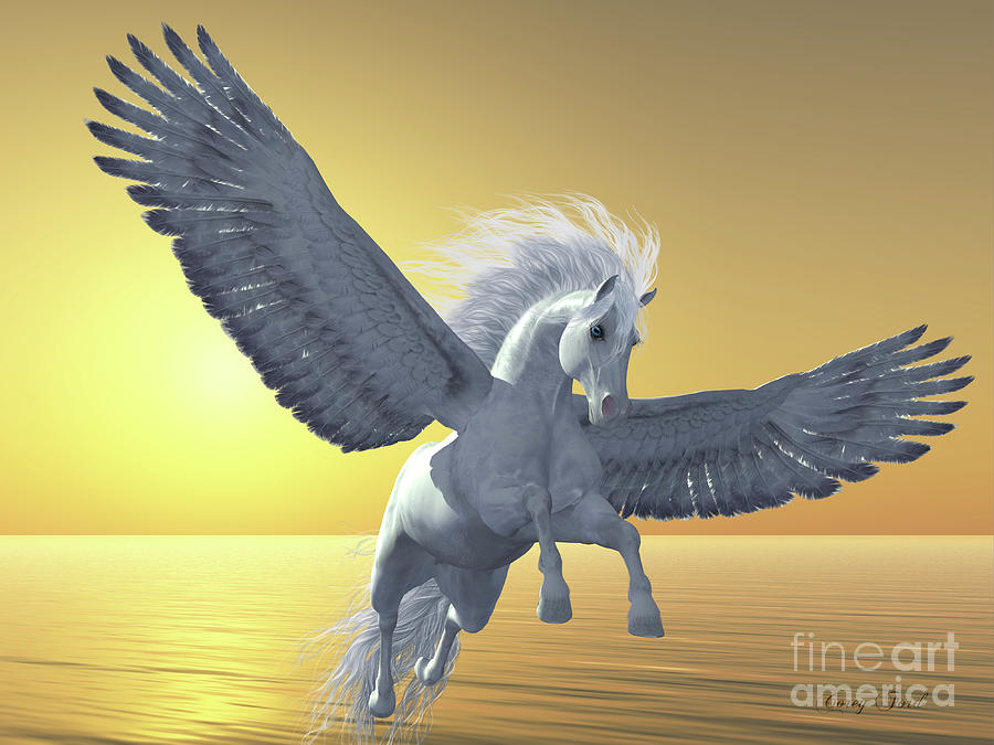 Pegasus Digital Art - Ivory Pegasus by Corey Ford