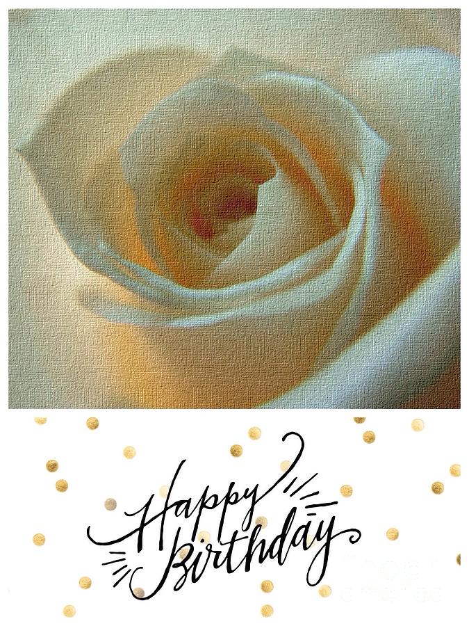 Ivory Rose Birthday Greeting Photograph by Joan-Violet Stretch