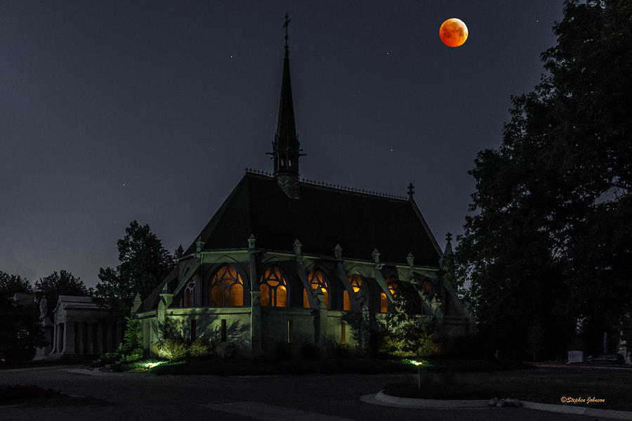 Ivy Chapel Under the Blood Moon Photograph by Stephen Johnson