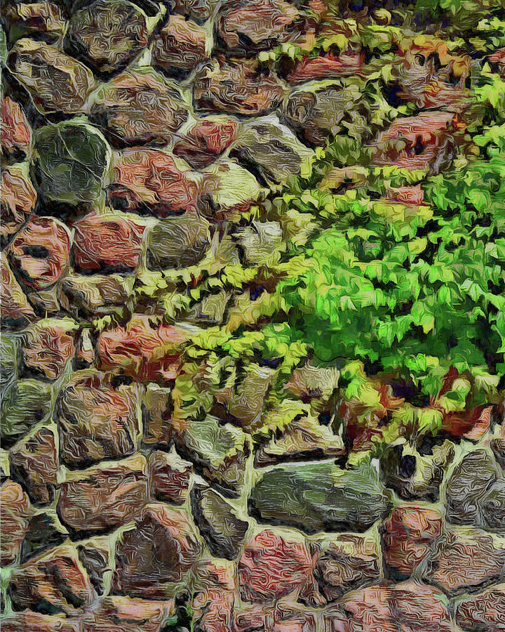 Architecture Digital Art - Ivy Wall by Leslie Montgomery