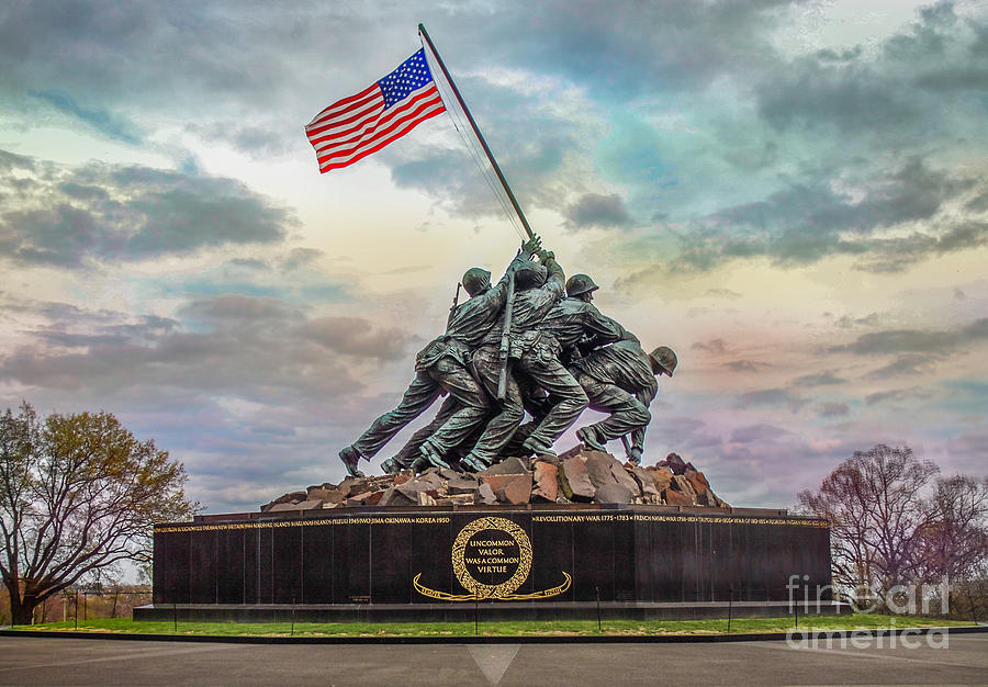 Iwo Jima Memorial Sunset I Photograph by Karen Jorstad
