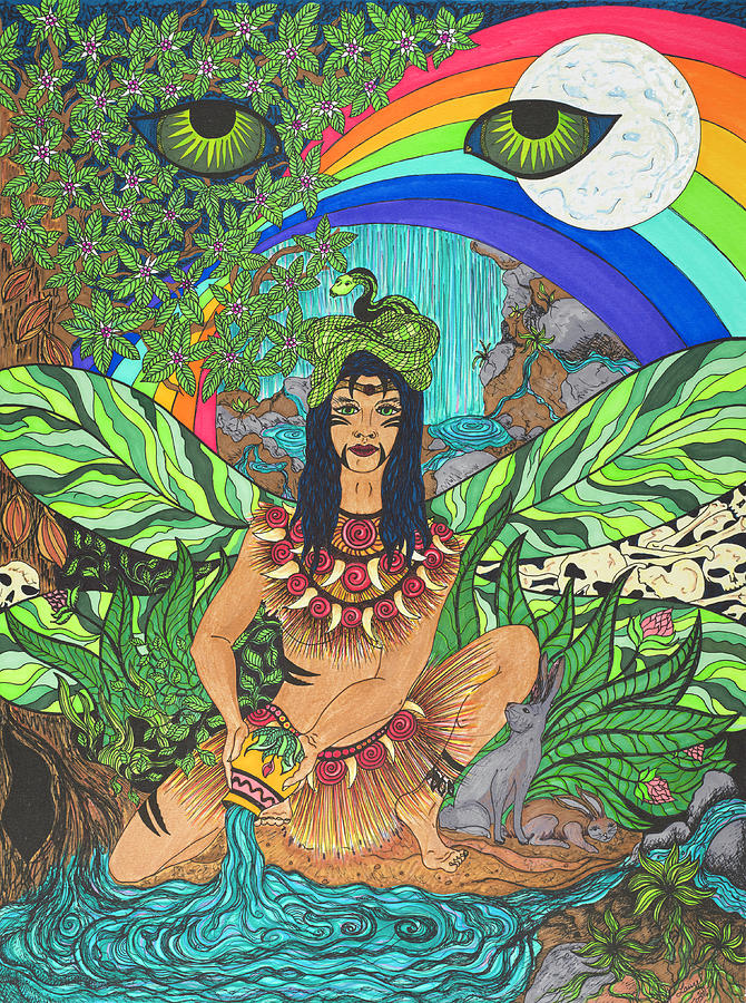 Ix Chel, the Mayan Rainbow Goddess Painting by Laurel Marie Hagner.