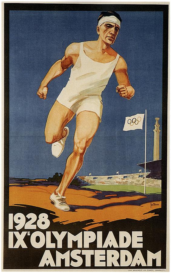 IX Olympiade Amsterdam, Netherlands - Retro travel Poster - Vintage Poster Mixed Media by Studio Grafiikka