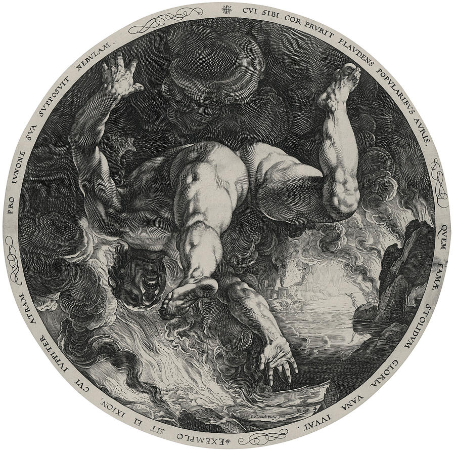Greek Mythology Drawing - Ixion From The Four Disgracers Series  by Hendrik Goltzius