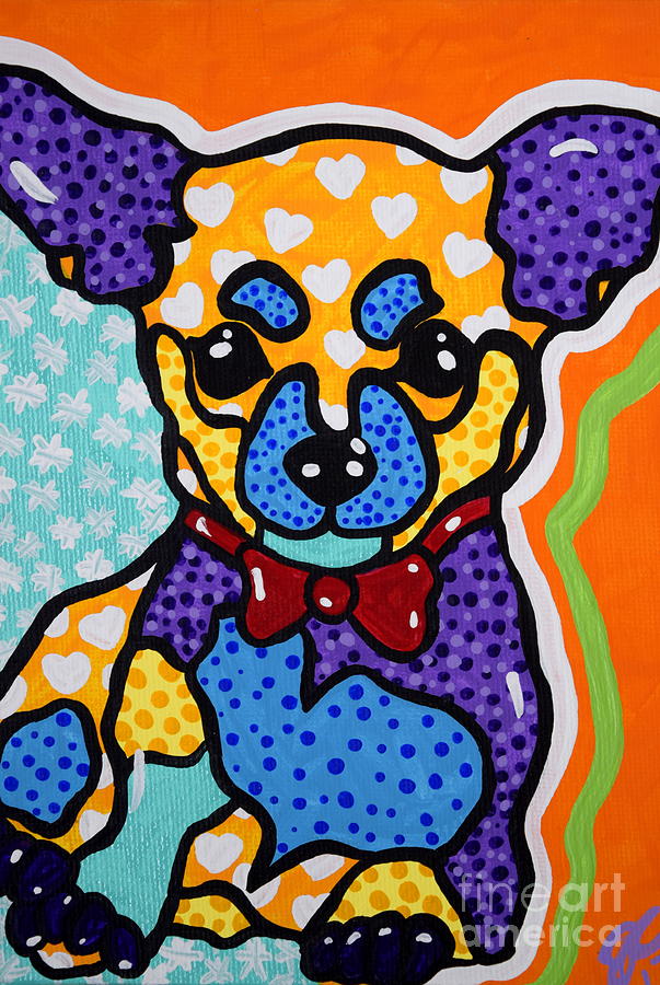 Izzy The Chihuahua Dog Puppy  Painting by Jackie Carpenter
