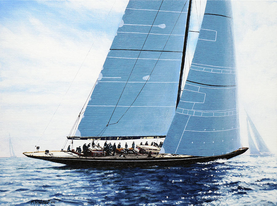 J Class Yacht, Lionheart Painting by Mark Woollacott