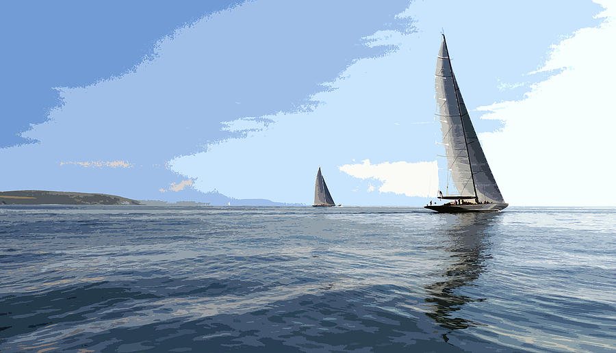 J Class Yacht Regatta Falmouth #4 Digital Art by Mark Woollacott