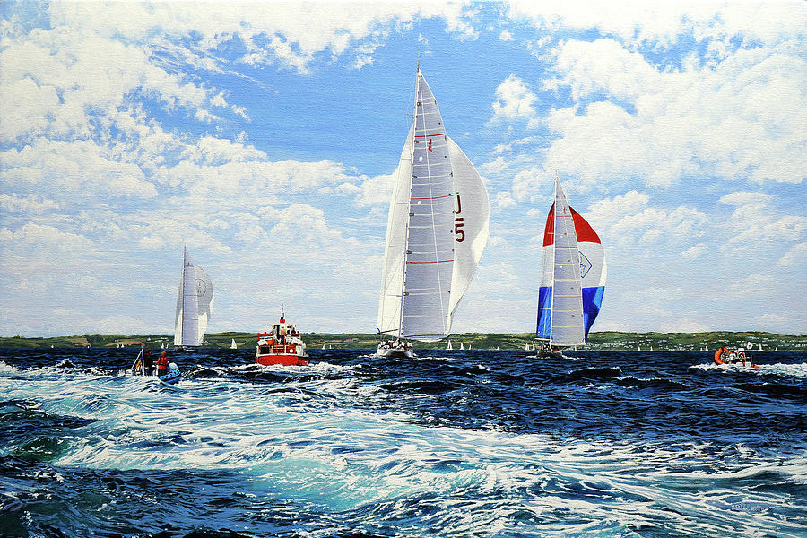 J Class Yachts Painting by Mark Woollacott