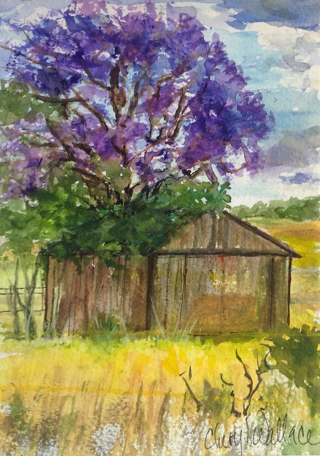 Jacaranda by the Road Painting by Cheryl Wallace