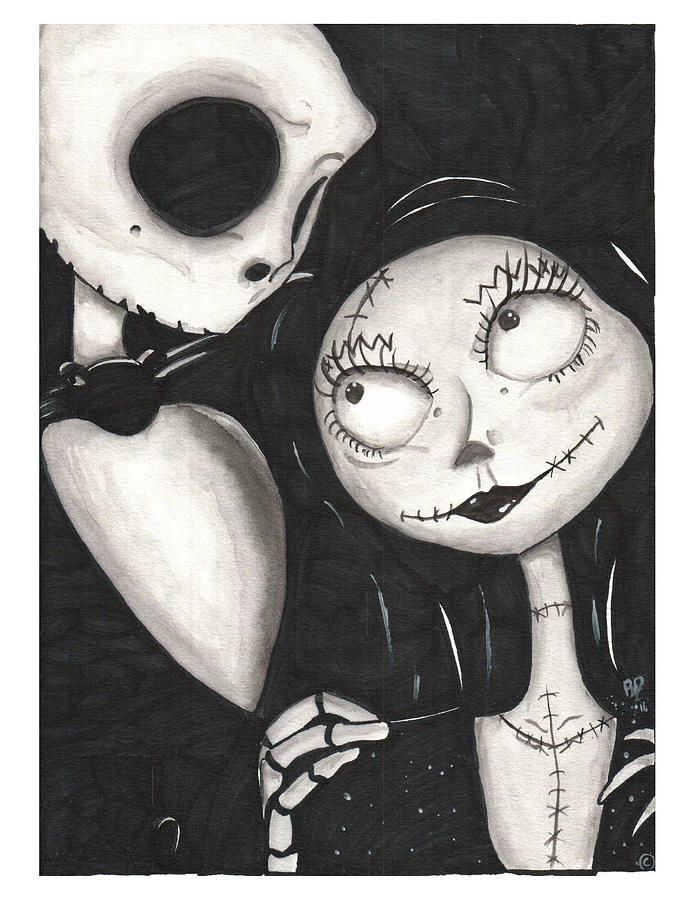 Disney Painting - Jack and sally  by Rebecca Driggers