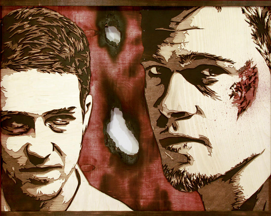 Fight Club Painting - Jack And Tyler wood version by Bobby Zeik