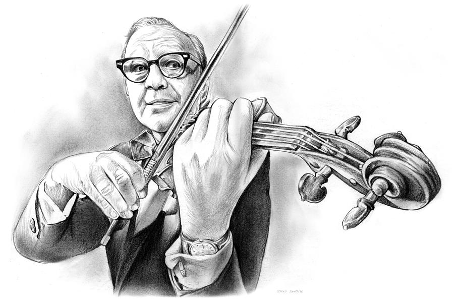 Violin Drawing - Jack Benny by Greg Joens