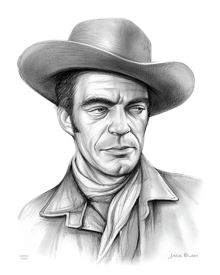 Cowboy Jack Elam Drawing by Greg Joens