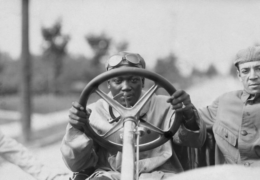 Jack Johnson Driving His Thomas Flyer Photograph