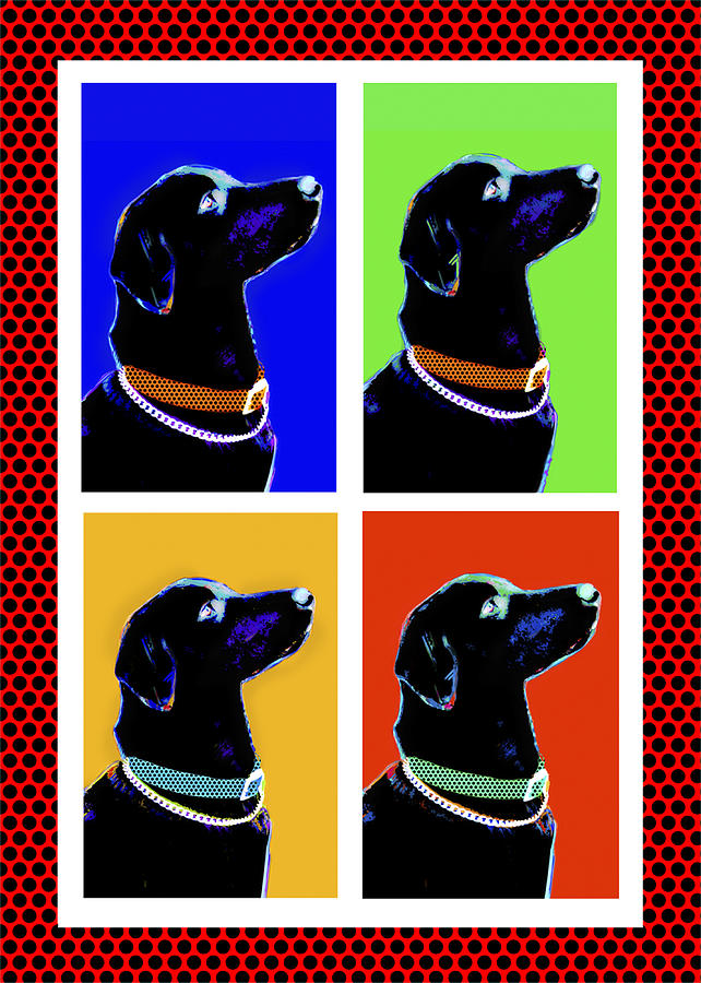 Dog Painting - Jack Red Dot Grid by Jackie Jacobson