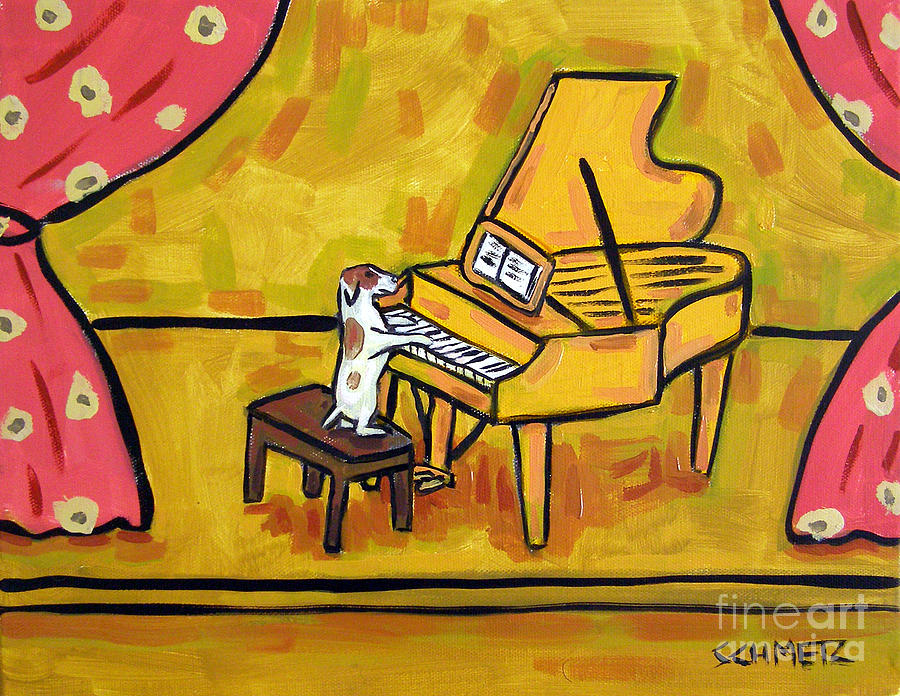 Dog Painting - Jack Russell Piano Concert by Jay  Schmetz