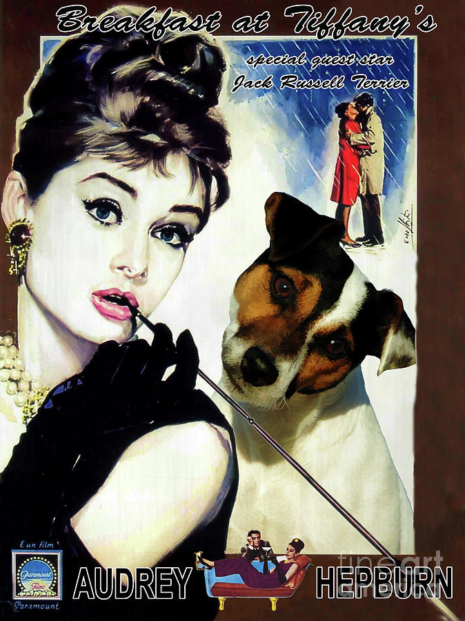 Jack Russell Terrier Art Canvas Print - Breakfast at Tiffany Movie Poster Painting by Sandra Sij