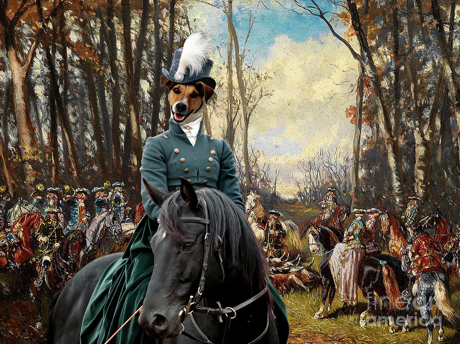 Jack Russell Terrier Art Canvas Print - The Noble Hunt Party Painting by Sandra Sij
