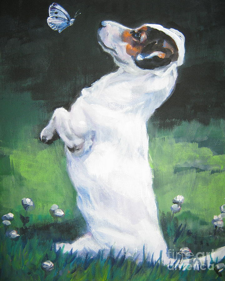 Jack Russell Terrier with butterfly Painting by Lee Ann Shepard