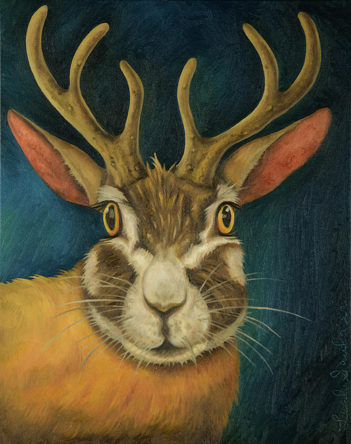 Deer Painting - Jackalope 2 by Leah Saulnier The Painting Maniac
